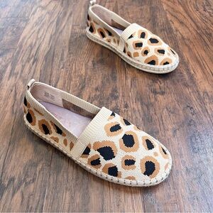 Deltan • Hensley Flyknit Espadrille leopard animal print flat slip on knit